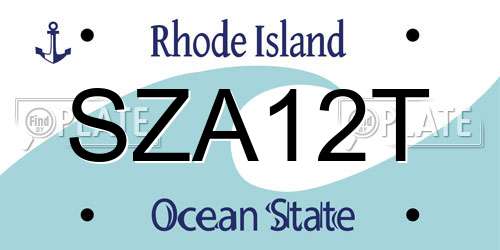 SZA12T Rhode Island License Plate