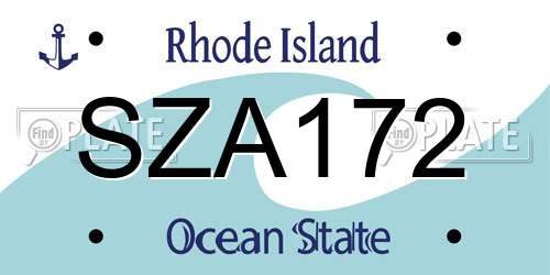 SZA172 Rhode Island License Plate