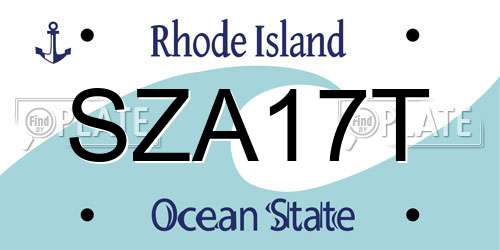 SZA17T Rhode Island License Plate