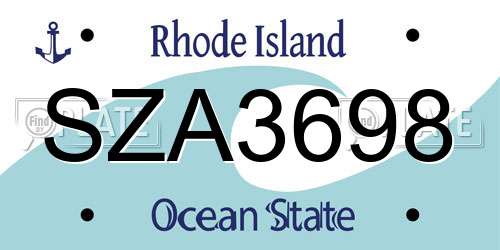 SZA3698 Rhode Island License Plate