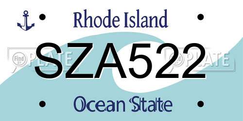 SZA522 Rhode Island License Plate