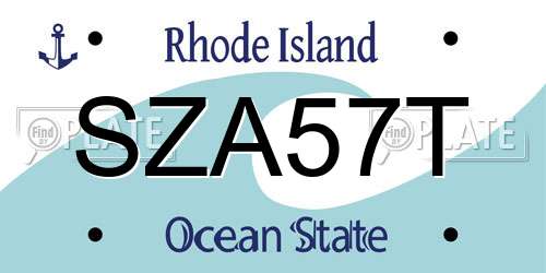SZA57T Rhode Island License Plate