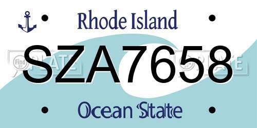 SZA7658 Rhode Island License Plate