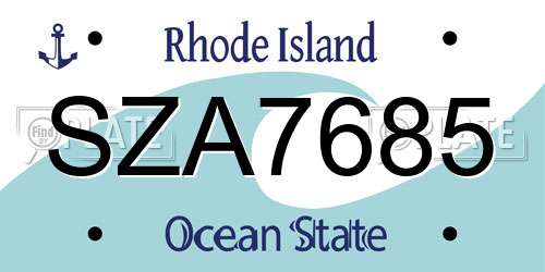 SZA7685 Rhode Island License Plate