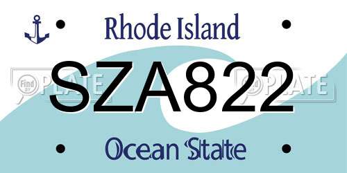 SZA822 Rhode Island License Plate