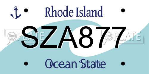 SZA877 Rhode Island License Plate