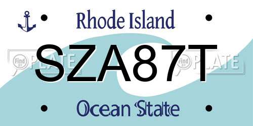SZA87T Rhode Island License Plate