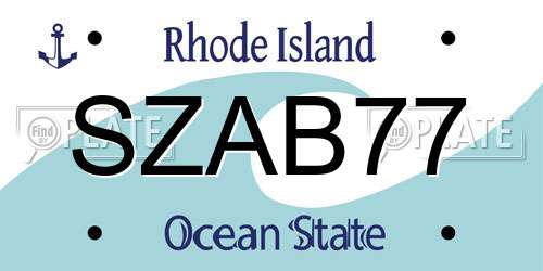 SZAB77 Rhode Island License Plate