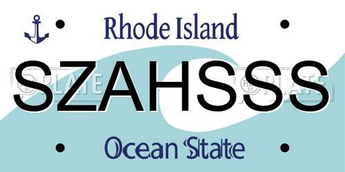 SZAHSSS Rhode Island License Plate