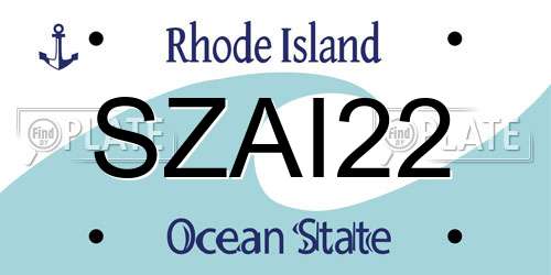 SZAI22 Rhode Island License Plate