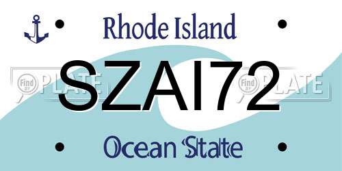 SZAI72 Rhode Island License Plate