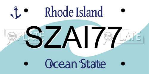 SZAI77 Rhode Island License Plate