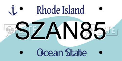 SZAN85 Rhode Island License Plate