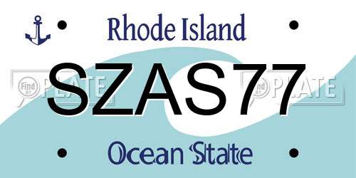 SZAS77 Rhode Island License Plate