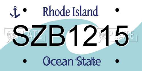 SZB1215 Rhode Island License Plate