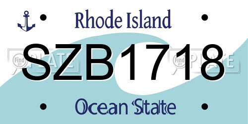 SZB1718 Rhode Island License Plate
