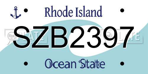 SZB2397 Rhode Island License Plate