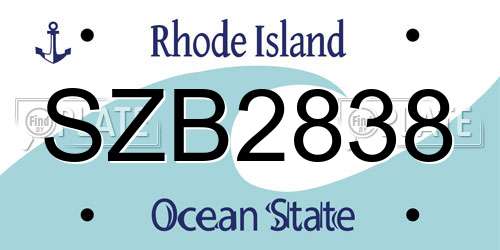 SZB2838 Rhode Island License Plate