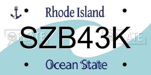 SZB43K Rhode Island License Plate