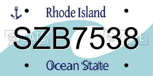 SZB7538 Rhode Island License Plate
