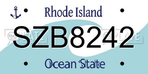 SZB8242 Rhode Island License Plate