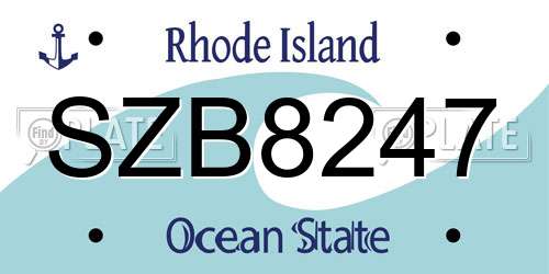 SZB8247 Rhode Island License Plate