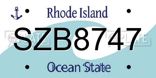 SZB8747 Rhode Island License Plate