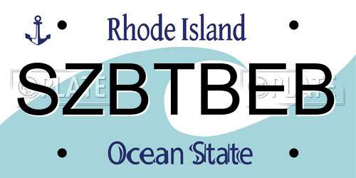 SZBTBEB Rhode Island License Plate