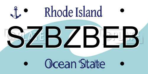 SZBZBEB Rhode Island License Plate