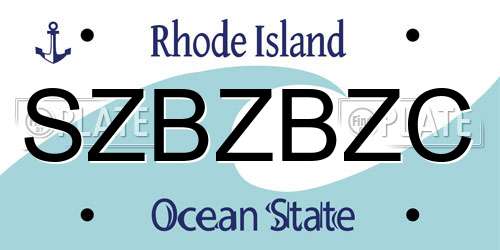 SZBZBZC Rhode Island License Plate