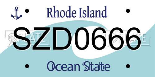 SZD0666 Rhode Island License Plate