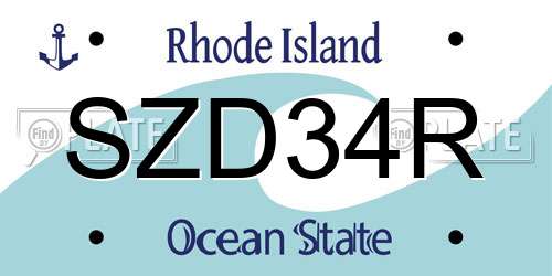 SZD34R Rhode Island License Plate