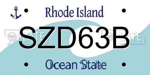 SZD63B Rhode Island License Plate
