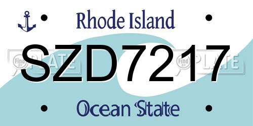 SZD7217 Rhode Island License Plate