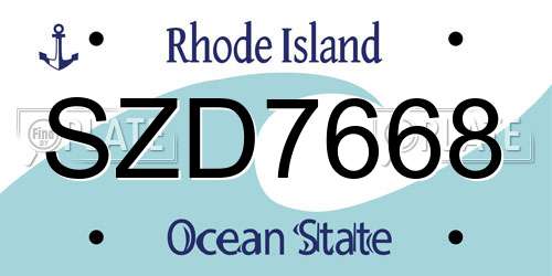 SZD7668 Rhode Island License Plate