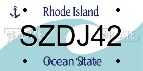 SZDJ42 Rhode Island License Plate