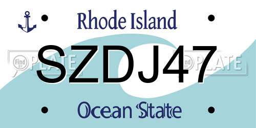 SZDJ47 Rhode Island License Plate