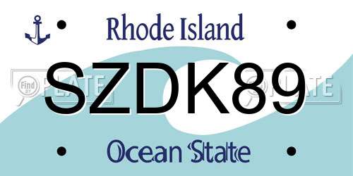 SZDK89 Rhode Island License Plate