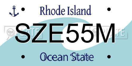 SZE55M Rhode Island License Plate