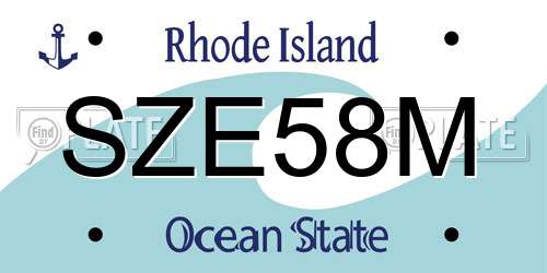 SZE58M Rhode Island License Plate