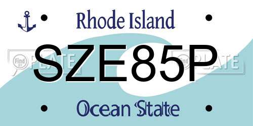 SZE85P Rhode Island License Plate