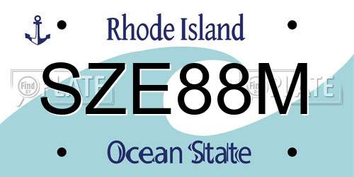SZE88M Rhode Island License Plate