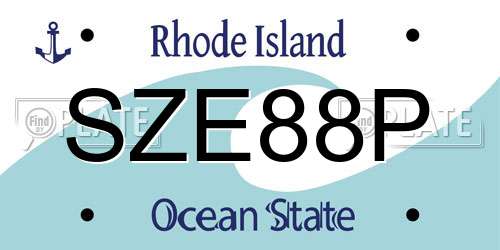 SZE88P Rhode Island License Plate