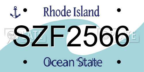 SZF2566 Rhode Island License Plate