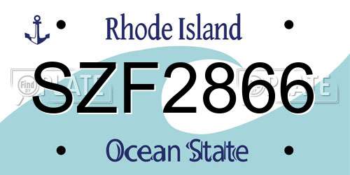 SZF2866 Rhode Island License Plate