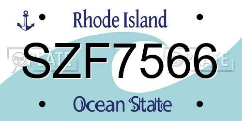 SZF7566 Rhode Island License Plate