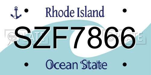 SZF7866 Rhode Island License Plate