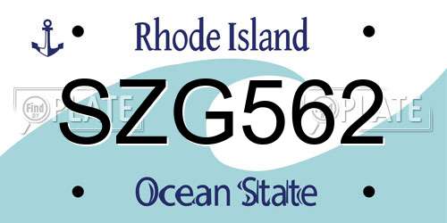 SZG562 Rhode Island License Plate