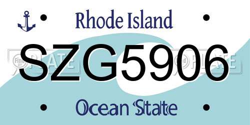 SZG5906 Rhode Island License Plate