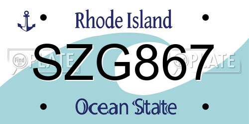 SZG867 Rhode Island License Plate